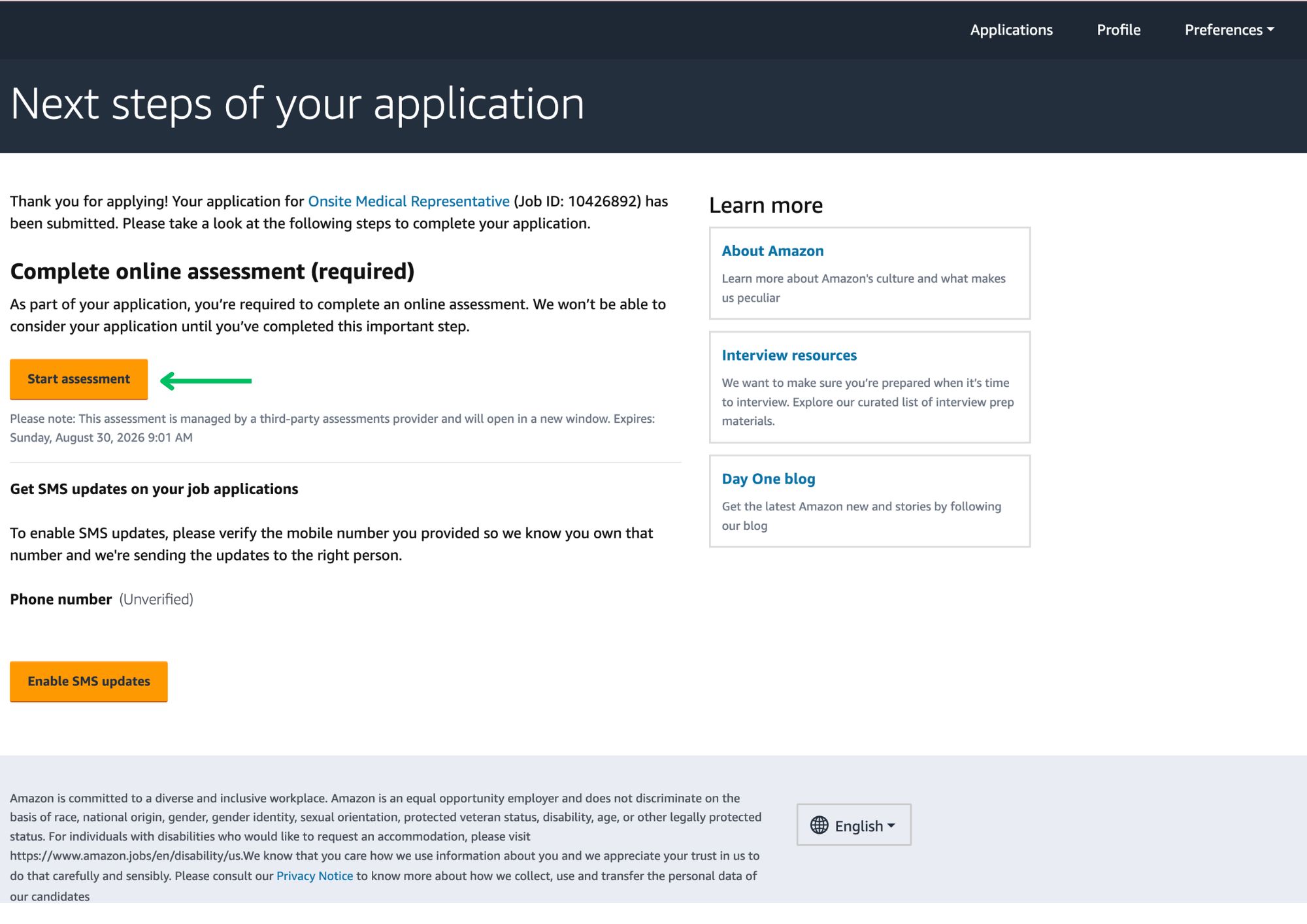 post-submission screen